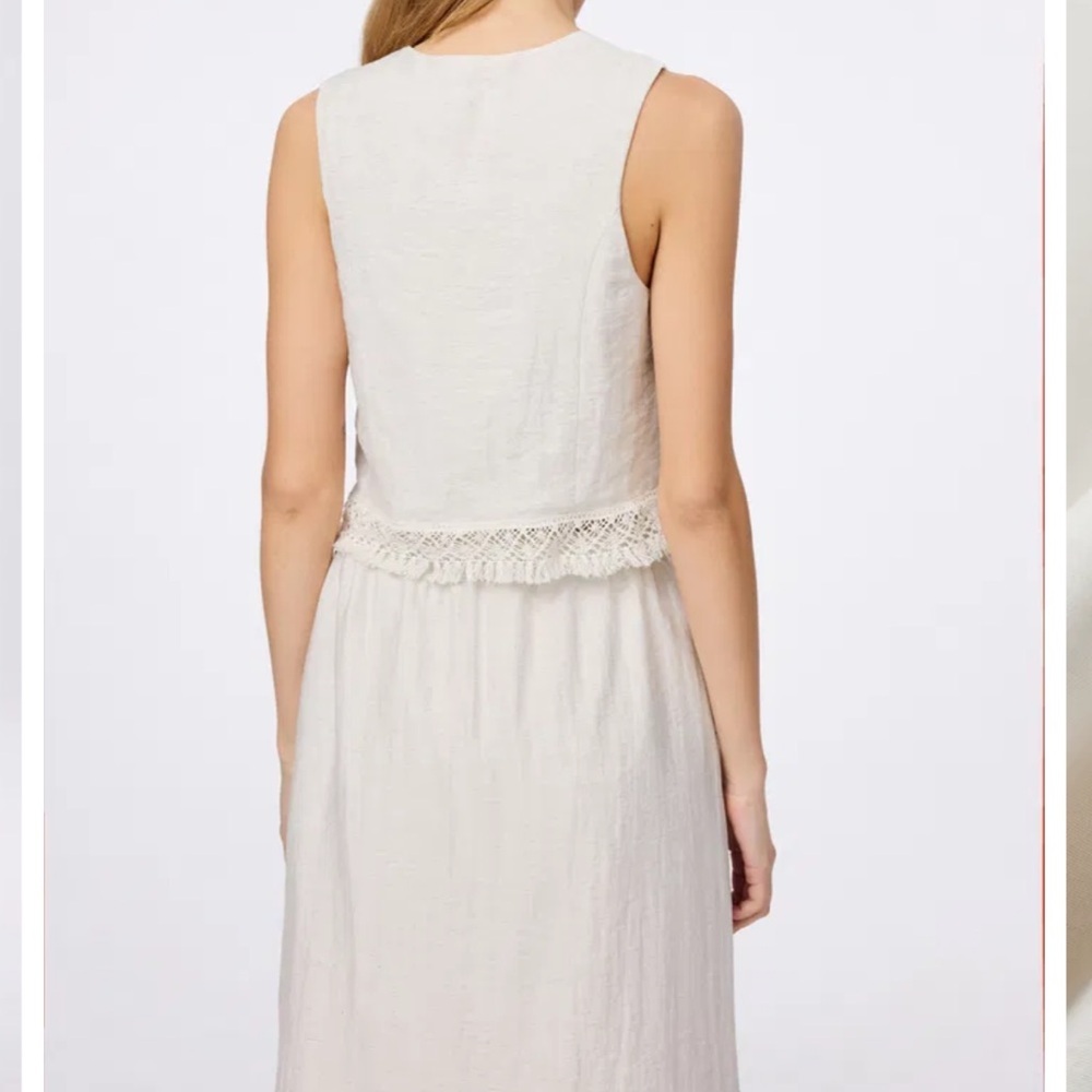 New Fabrique Velia Fringed Vest Set in Cotton Linen - Picture 11 of 14